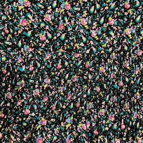 Gorgeous Vintage Karin Stevens Rayon  Floral Zip Shirred Waist Back Midi Dress 8 - Picture 6 of 6